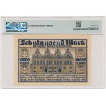 Gdaňsk, 10.000 marek 1923 - PMG 67 EPQ - OKAZOWY - vzácné