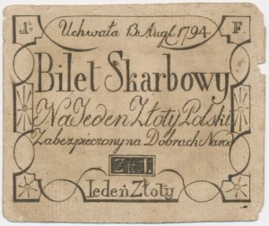 1 złoty 1794 - F - PIERWSZA POLSKA ZŁOTÓWKA
