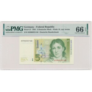 Germany, 5 Mark 1991 - PMG 66 EPQ