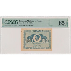 Roumanie, 100 lei 1945 - PMG 65 EPQ