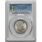Německo, Württemberské království, Wilhelm II, 2 marky Stuttgart 1907 F - PCGS MS64
