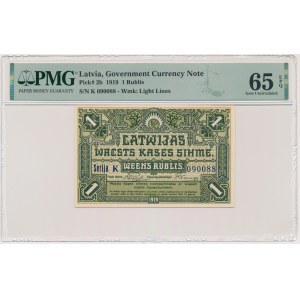 Latvia, 1 Ruble 1919 - PMG 65 EPQ