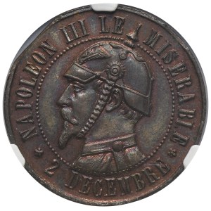 Francie, Napoleon III, satirický žeton, bitva u Sedanu 1870 - NGC MINT ERROR MS64 BN