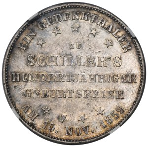Germany, City of Frankfurt, Thaler 1859 - Friedrich Schiller - NGC AU58