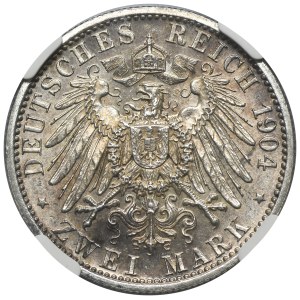 Germany, Principality of Schaumburg-Lippe, Georg, 2 Marks Berlin 1904 A - NGC MS61