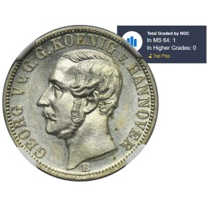 Germany, Kingdom of Hannover, Georg V, 1/6 Thaler Hannover 1866 B - NGC MS64