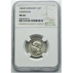 Germany, Kingdom of Hannover, Georg V, 1/6 Thaler Hannover 1866 B - NGC MS64
