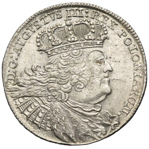 Augustus III of Poland, 1/4 Thaler Leipzig 1755 EC - dot after date