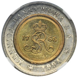 ZKOUŠKA ZPĚT, 5 zlatých 1994 B - NGC MS64 - REFLEXE