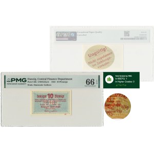 Danzig, 10 fenig 1923 - říjen - znw. KOGA - PMG 66 EPQ - VZÁCNÉ
