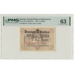 Danzig, 2 Gulden 1923 - October - AK initials - PMG 63