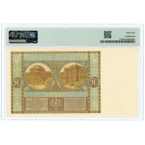 50 złotych 1929 - seria EY. - PMG 64