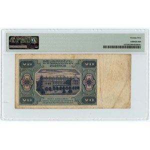 20 złotych 1948 - rzadsza pojedyncza seria C - PMG 25