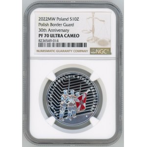 10 złotych 2022 - 30. rocznica powołania Straży Granicznej - NGC PF 70 ULTRA CAMEO