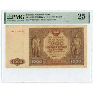 1.000 złotych 1946 - seria zastępcza Wb. - RZADKA odmiana - PMG 25