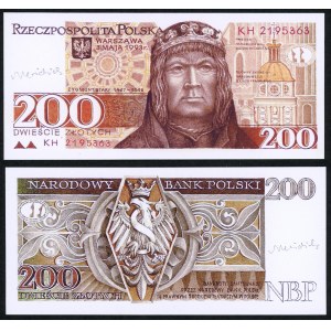 200 zloty 1993 - billet imprimé, autographié par A. Heidrich - avers + revers
