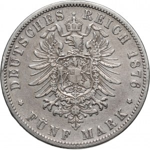Germany, Prussia, Wilhelm I, 5 Mark 1876 B, Hannover