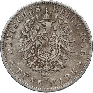 Germany, Prussia, Wilhelm I, 5 Mark 1876 B, Hannover