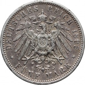 Germany, Prussia, Wilhelm II, 5 Mark 1895 A, Berlin