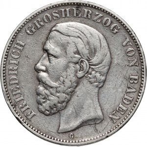 Germany, Baden, Frederick I, 5 Mark 1875 G, Karlsruhe