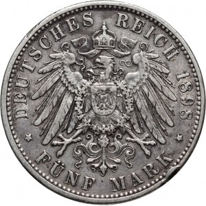 Germany, Bavaria, Otto, 5 Mark 1898 D, Munich