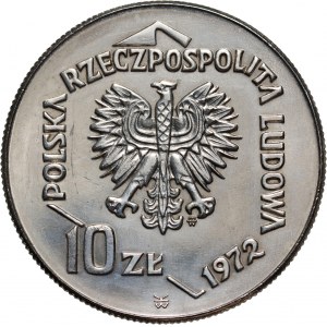 PRL, 10 złotych 1972, Port w Gdyni, PRÓBA, nikiel (piaskowe wybrzeże)