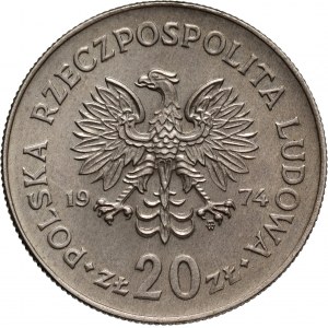 République populaire de Pologne, 20 zlotys 1974, Marceli Nowotko, PRÓBA, cupro-nickel