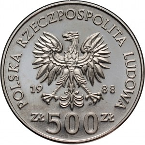 PRL, 500 złotych 1988, XIV Mistrzostwa Świata w Piłce Nożnej - Włochy '90, PRÓBA, nikiel