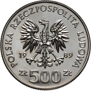 People's Republic of Poland, 500 gold 1989, Wladyslaw II Jagiello, PRÓBA, nickel