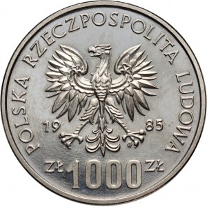 PRL, 1000 złotych 1985, 40 lat ONZ, PRÓBA, nikiel