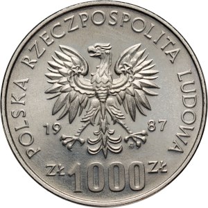 PRL, 1000 złotych 1987, XV Zimowe Igrzyska Olimpijskie 1988, PRÓBA, nikiel