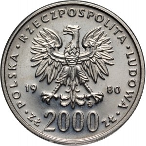 PRL, 2000 złotych 1980, Bolesław I Odnowiciel, PRÓBA, nikiel