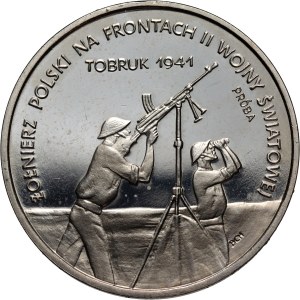 III RP, 100000 złotych 1991, Żołnierz Polski na frontach II Wojny Światowej - Tobruk 1941, PRÓBA, nikiel