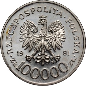 III RP, 100000 złotych 1991, Żołnierz Polski na frontach II Wojny Światowej - Bitwa o Anglię 1940, PRÓBA, nikiel