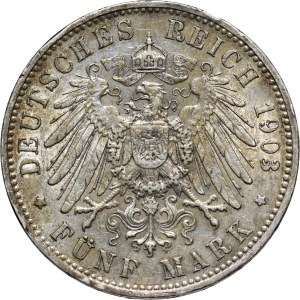 Germany, Saxony, George I, 5 Mark 1903 E, Muldenhütten