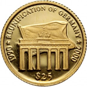 Liberia, 25 Dollars 2000, Reunification of Germany