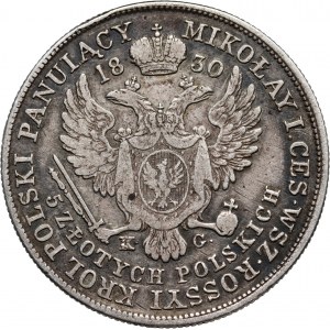 Królestwo Kongresowe, Mikołaj I, 5 złotych 1830 KG, Warszawa