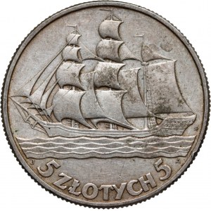 II RP, 5 złotych 1936, Warszawa, Żaglowiec