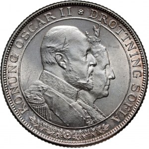 Schweden, Oscar II, 2 Kronen 1907, Goldenes Jubiläum