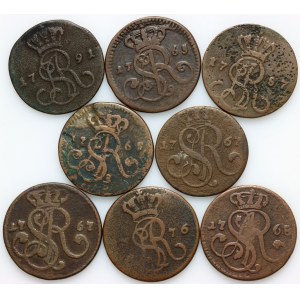 Stanislaw August Poniatowski, set of pennies from 1765-1791, (8 pieces)