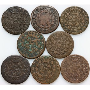 Stanislaw August Poniatowski, set of pennies from 1765-1791, (8 pieces)