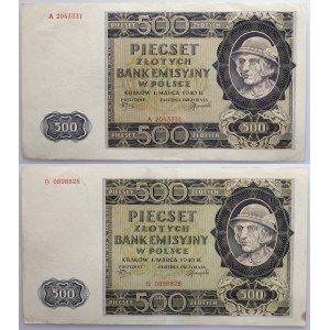 General Government, set of 2 x 500 zloty 1.03.1940, series A,B, (2 pieces)