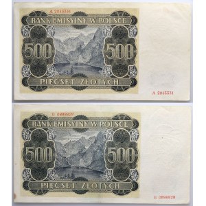 General Government, set of 2 x 500 zloty 1.03.1940, series A,B, (2 pieces)