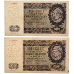 General Government, set of 2 x 500 zloty 1.03.1940, series A,B, (2 pieces)