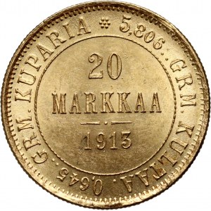 Finland, Nicholas II, 20 Mark 1913 S, Helsinki