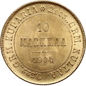 Finland, Nicholas II, 10 Mark 1904 L, Helsinki