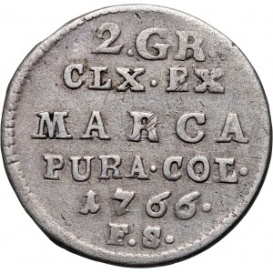 Stanisław August Poniatowski, 2 grosze (półzłotek) 1766 FS, Warszawa