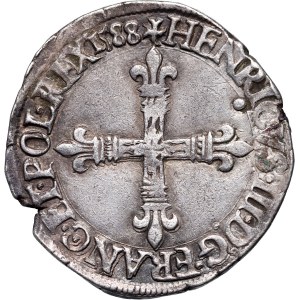 Henryk Walezy, 1/4 ecu 1588 T, Nantes