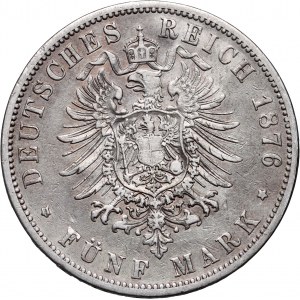 Germany, Prussia, Wilhelm I, 5 Mark 1876 B, Hannover