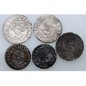 Polska, zestaw monet z XVI-XVII wieku, (5 sztuk)